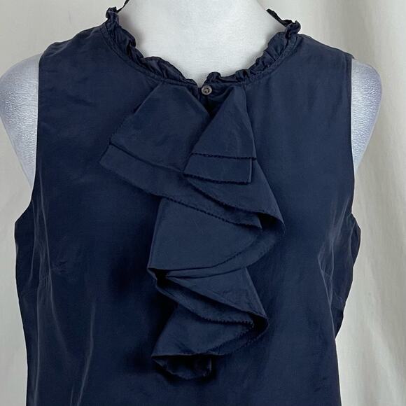 Eddie Bauer Navy Ruffled Academia OfficeCore Feminine Top Size M - Picture 3 of 11